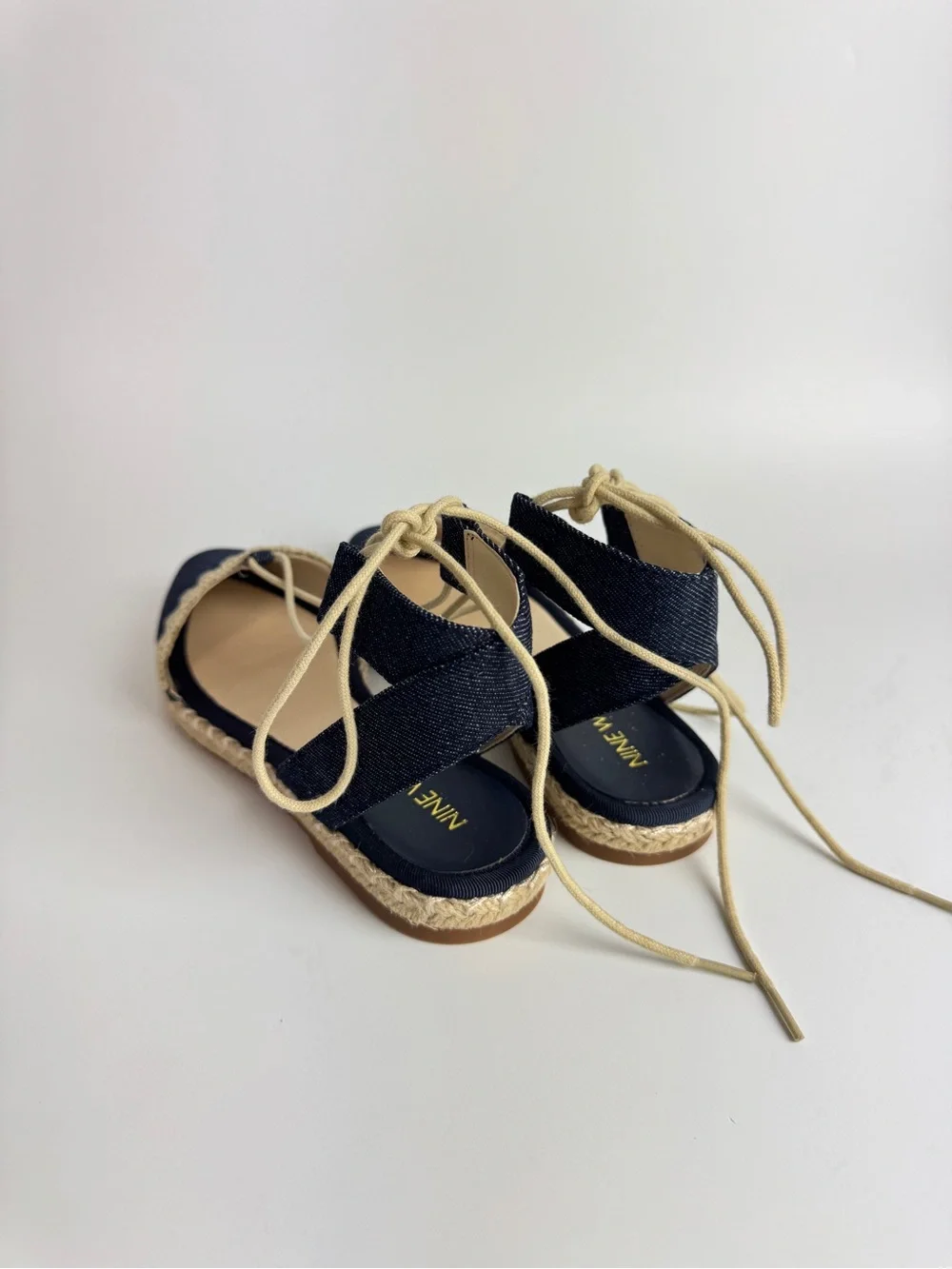 Nine West Navy Denim Lace-Up Espadrille Flats